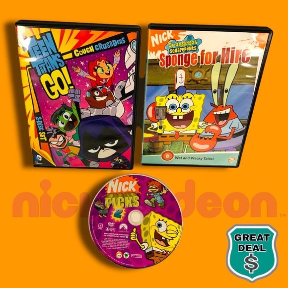 Teen Titans Go! 2 Disc Set, Sponge Bob Sponge For Hire & Nick Picks 2 DVD loose. - Picture 1 of 7